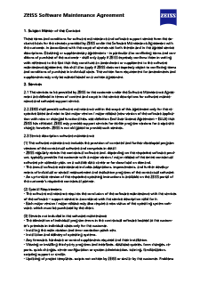 Forhåndsvisning af ZEISS Software Maintenance Agreement