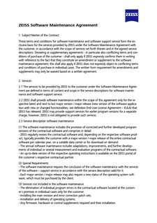 Forhåndsvisning af ZEISS Software Maintenance Agreement