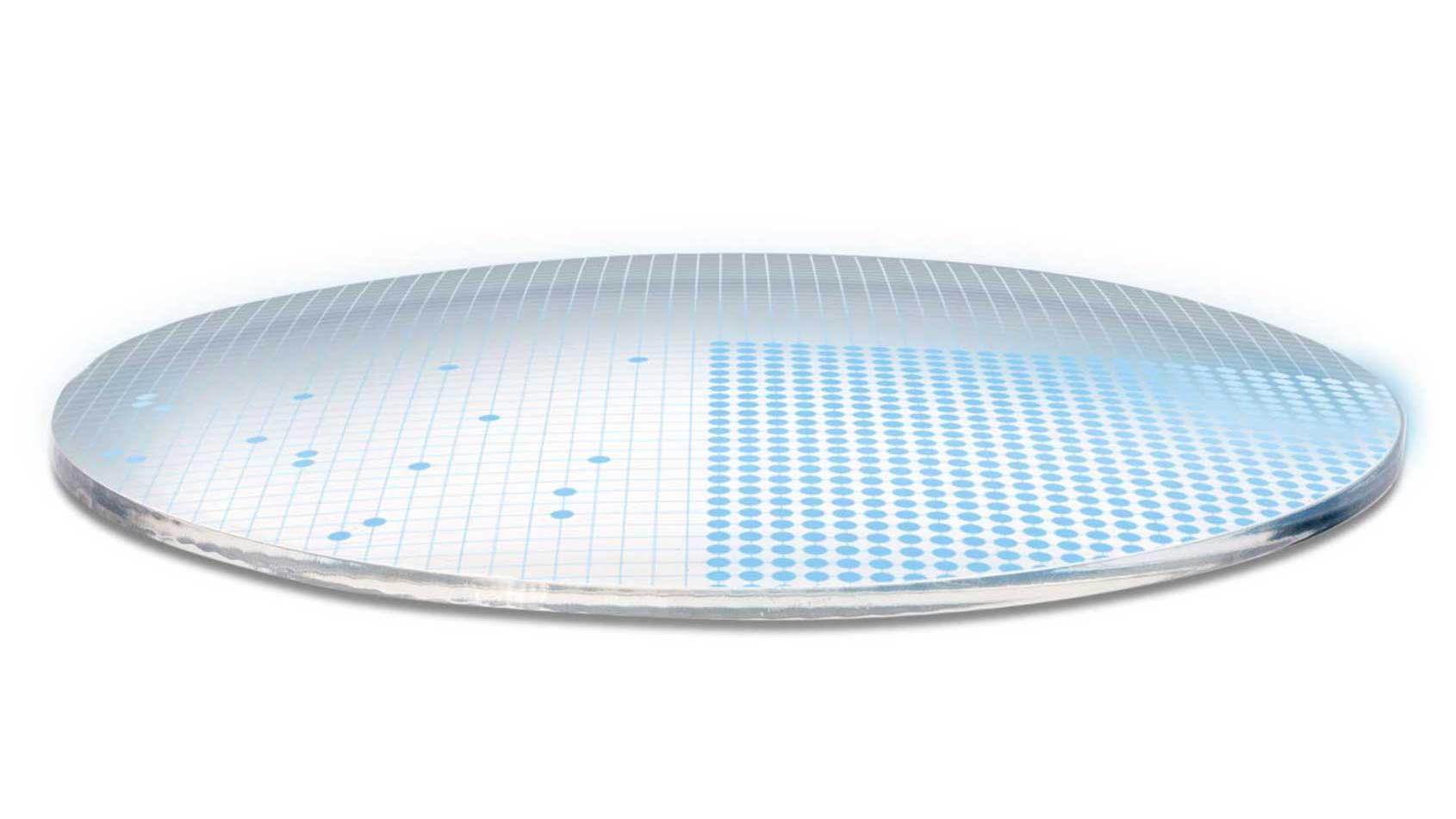 3D-illustration af brilleglas, der viser 700 blå prikker, der symboliserer 700 frie parametre for en yderst kompleks glasoverflade.