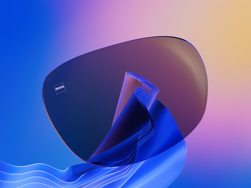 3D CGI-illustration af et farvetonet solbrilleglas.