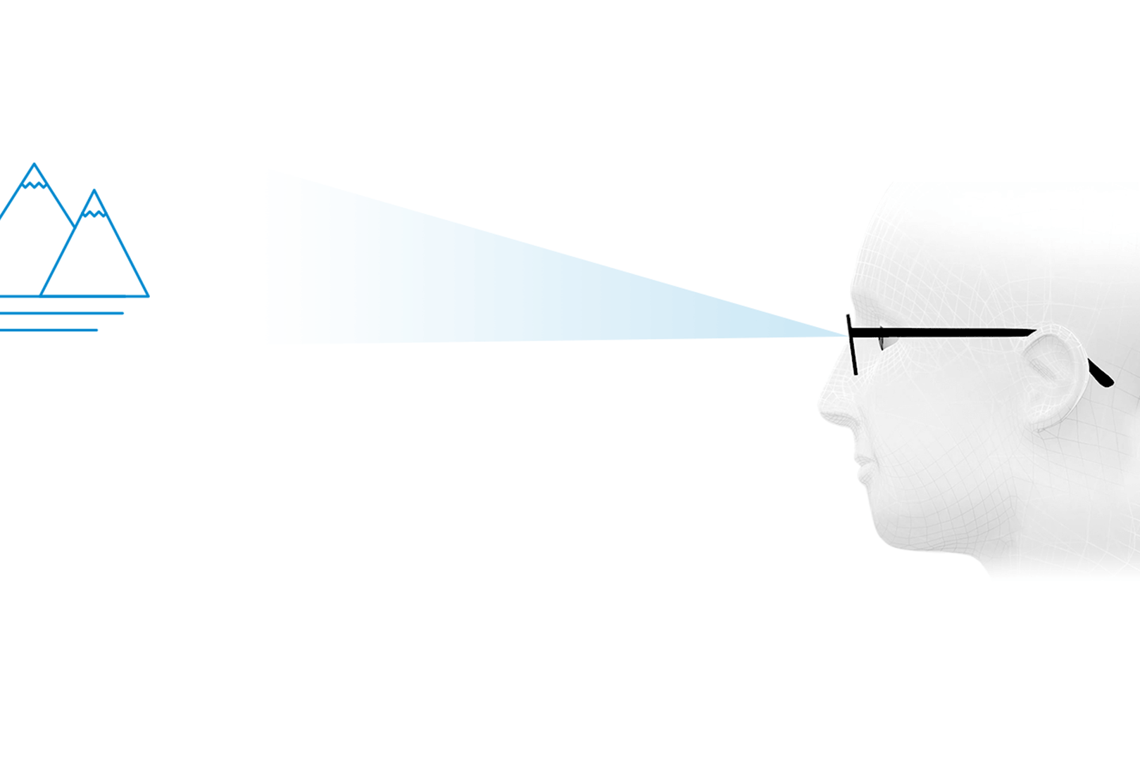 Optimal syn ved lange afstande gennem den nederste del af glasset, område for lang afstand.