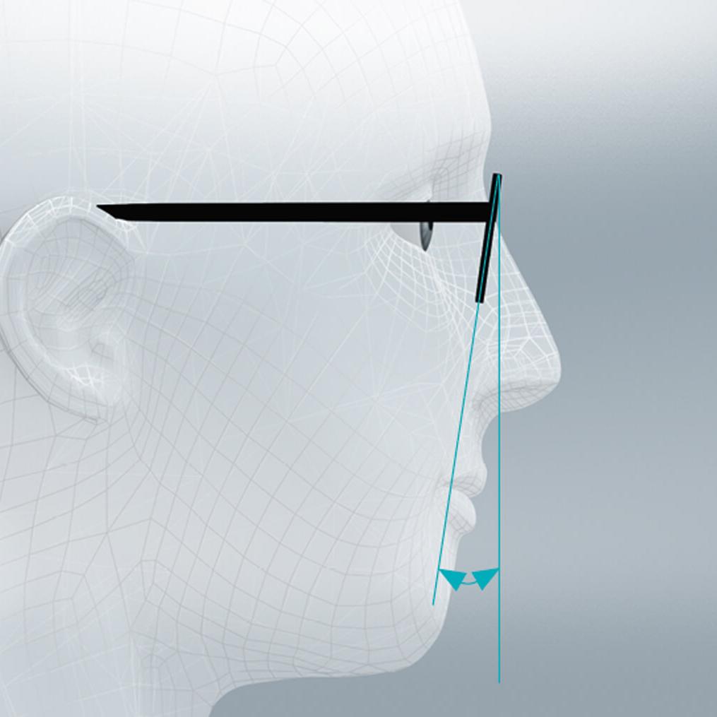 Standardglasdesign optimeret til et ansigt med standardmæssige brugsparametre:
