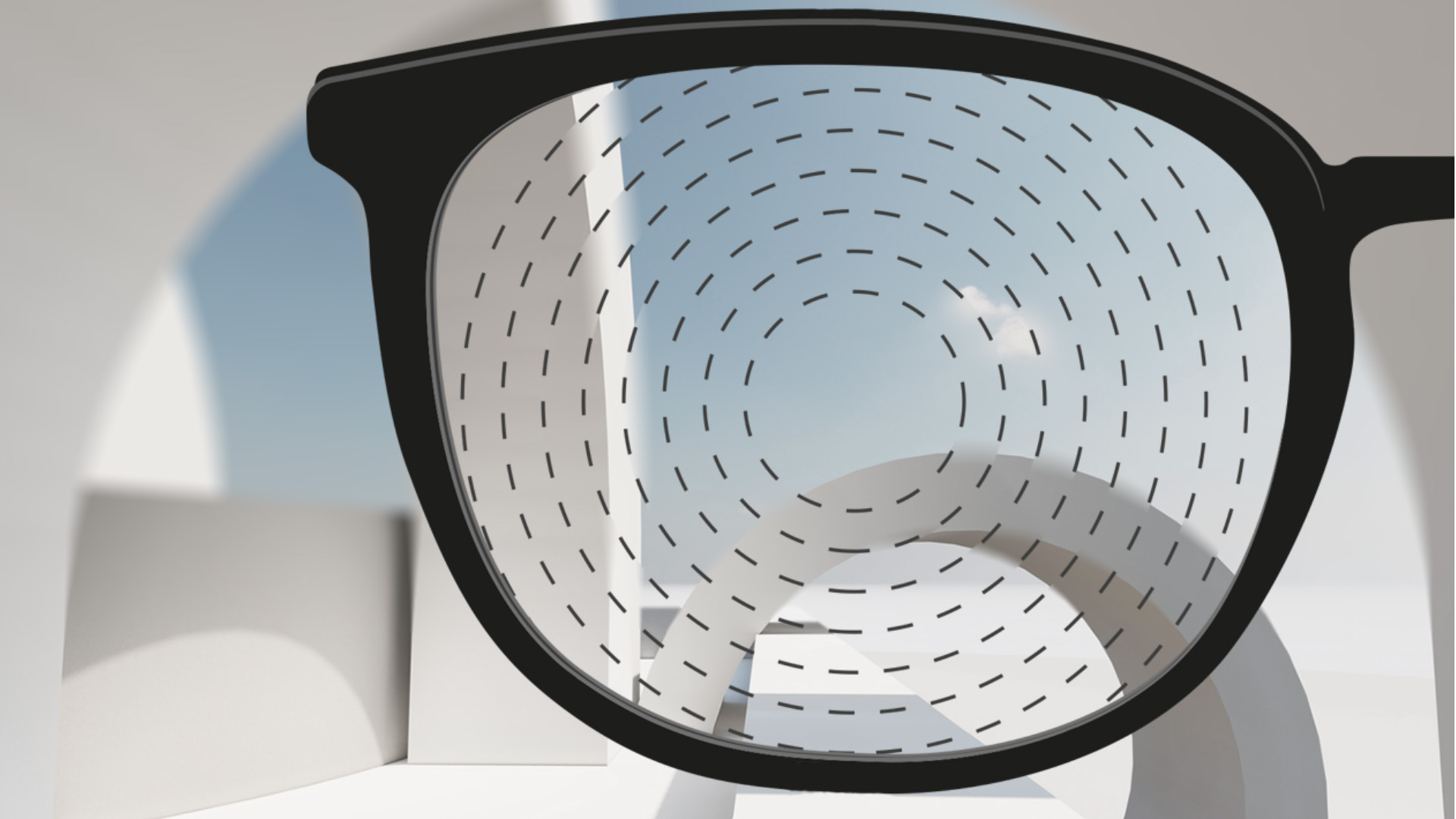 Et udsnit af et billede med brilleglas til myopikontrol fra ZEISS.