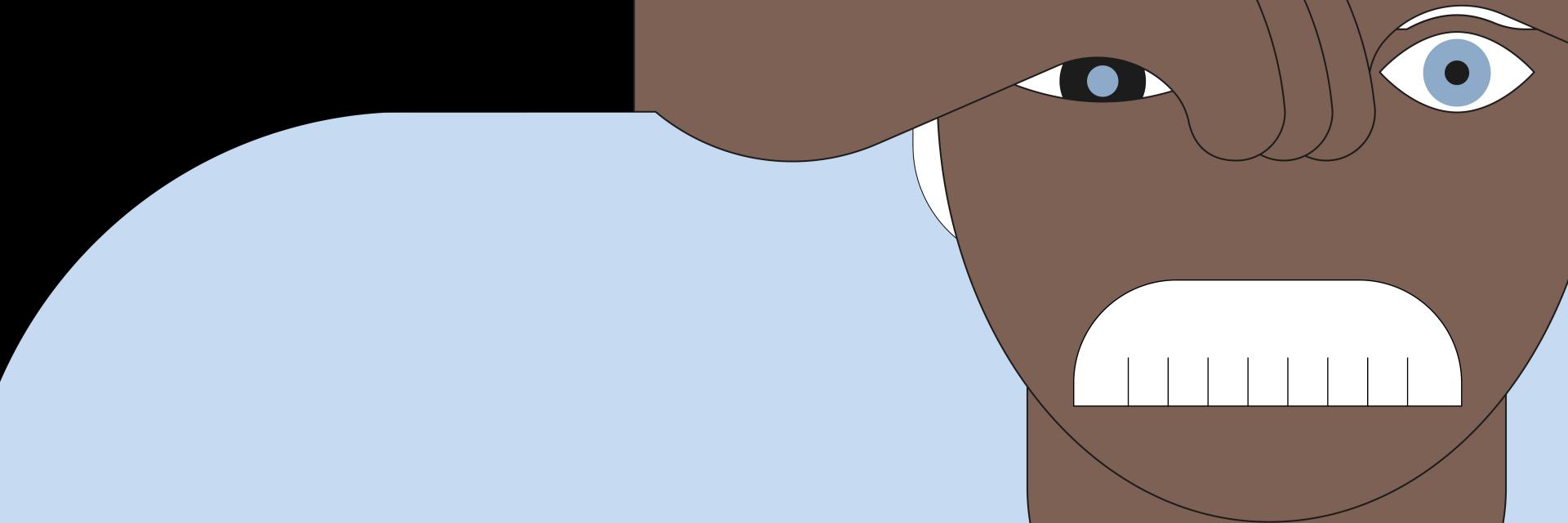 En illustration af mange forskellige børn og teenagere med forskelligt formede og farvede briller på sort baggrund. 