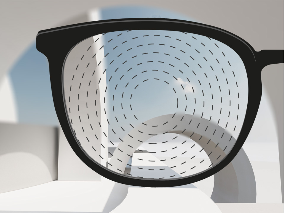 Et udsnit af et billede med brilleglas til myopikontrol fra ZEISS.