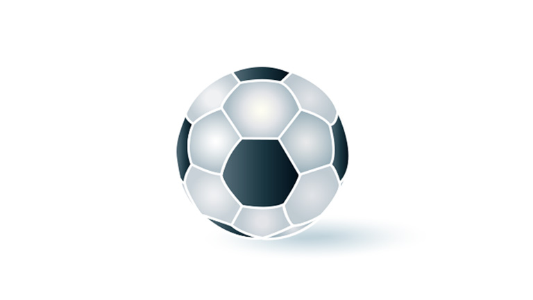 3D-illustration af en sort og hvid fodbold.