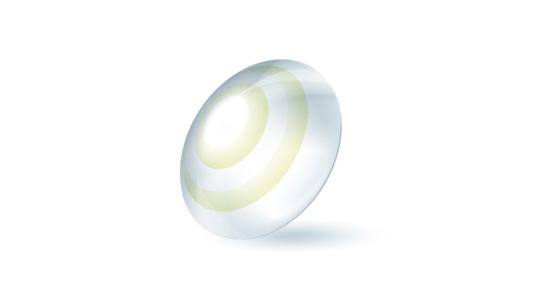 3D-illustration af en blød kontaktlinse.
